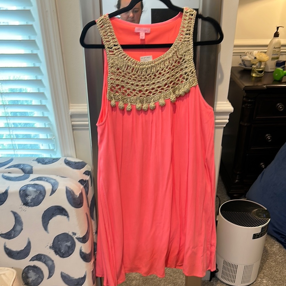 Lilly Pulitzer Orange Asymmetrical Embellished Tank Top